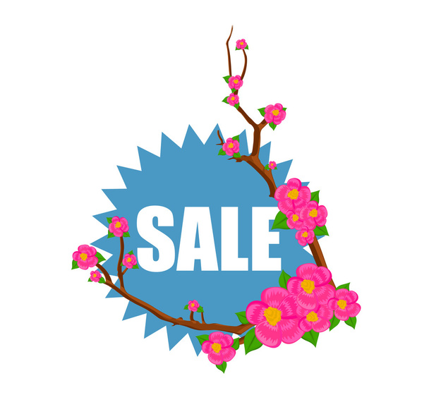 Sale Sticker with Floral Branches Vector - Vector, Image