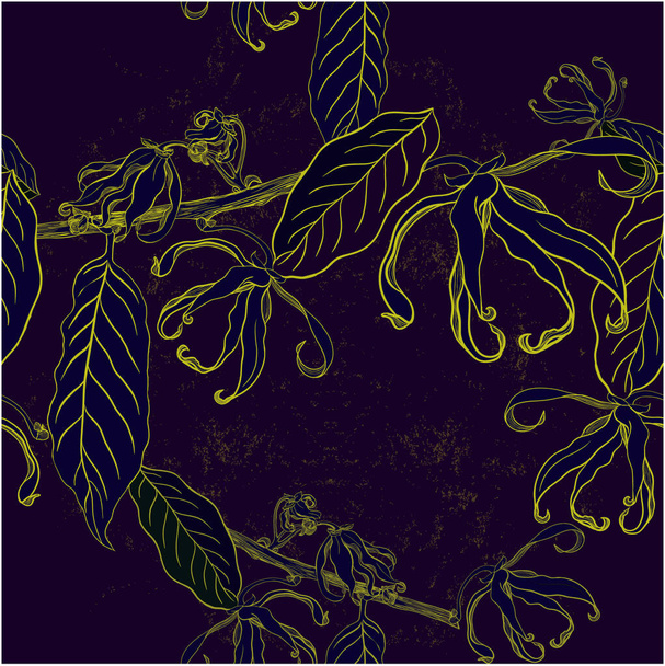 Floral seamless pattern.Ylang-ylang vector image medicinal, perfumery and cosmetic plants. Branches. Wallpaper. Use printed materials, signs, posters, postcards, packaging.  - Vector, Image