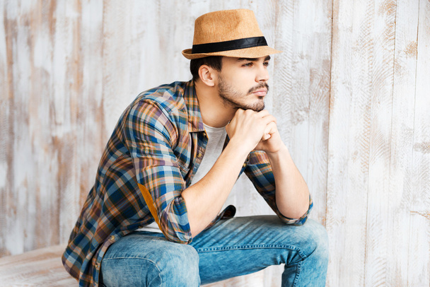 Handsome young man wearing hat - 写真・画像