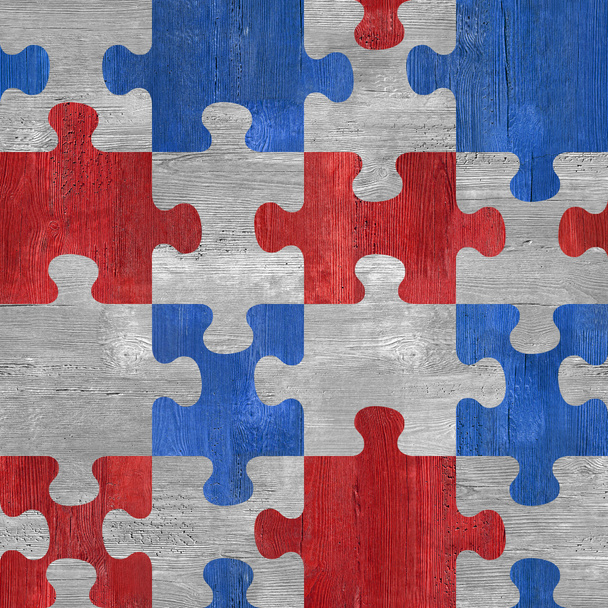 Fából készült puzzle - varrat nélküli mintát - piros-kék szín - fa textur - Fotó, kép