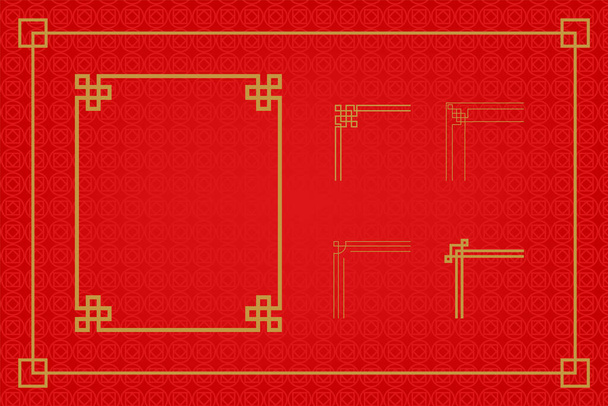 Adornos tradicionales chinos, Conjunto de decoraciones de año lunar, flores, linternas, nubes, elementos e iconos - Foto, imagen
