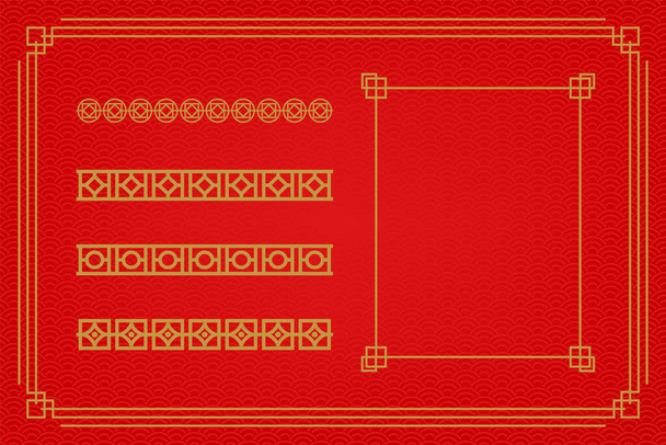 Chińskie tradycyjne ozdoby, Zestaw dekoracji roku księżycowego, kwiaty, latarnie, chmury, elementy i ikony - Zdjęcie, obraz