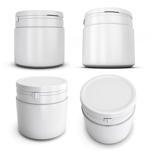 Set of template white plastic can for products - Zdjęcie, obraz
