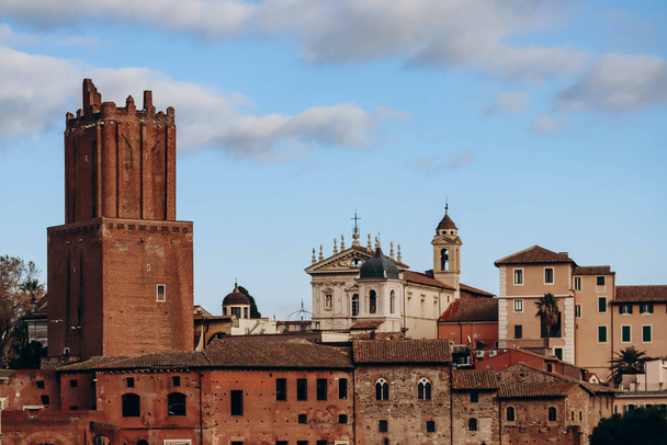 Panorama a střechy Říma z Památníku Victora Emmanuela II - Fotografie, Obrázek