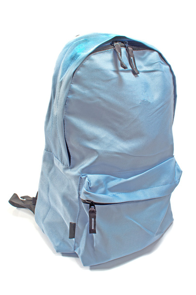 niebieski plecak na białym tle - Zdjęcie, obraz