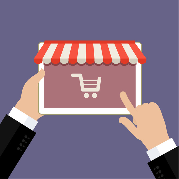 Using mobile tablet for online purchasing. - Vector, Image