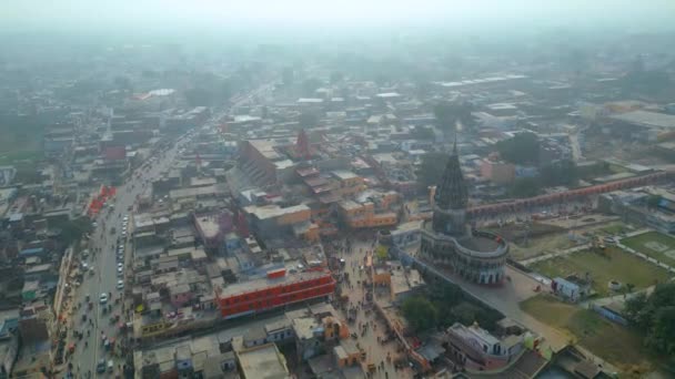 Ayodhya Drone view Shri Ram Mandir, Shri Hanuman Garhi Mandir, Lata Mangeshkar Chowk en Ram ki Paidi Ghats - Video