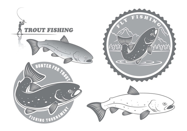 Etichette pesca alla trota
 - Vettoriali, immagini