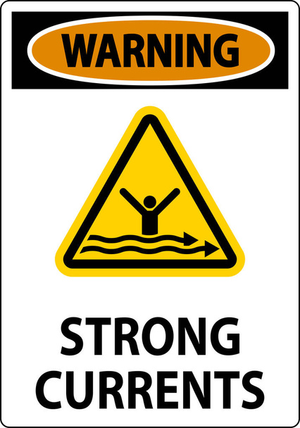Aviso de sinal de segurança da água - Correntes fortes - Vetor, Imagem