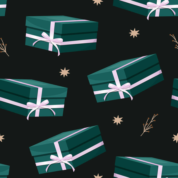Vector seamless pattern with gift boxes - Vector, Image