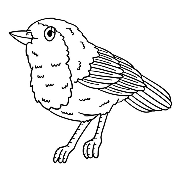 Una página para colorear lindo y divertido de un pájaro europeo Robin. Proporciona horas de diversión para colorear para los niños. Para colorear, esta página es muy fácil. Apto para niños pequeños y niños pequeños.  - Vector, Imagen