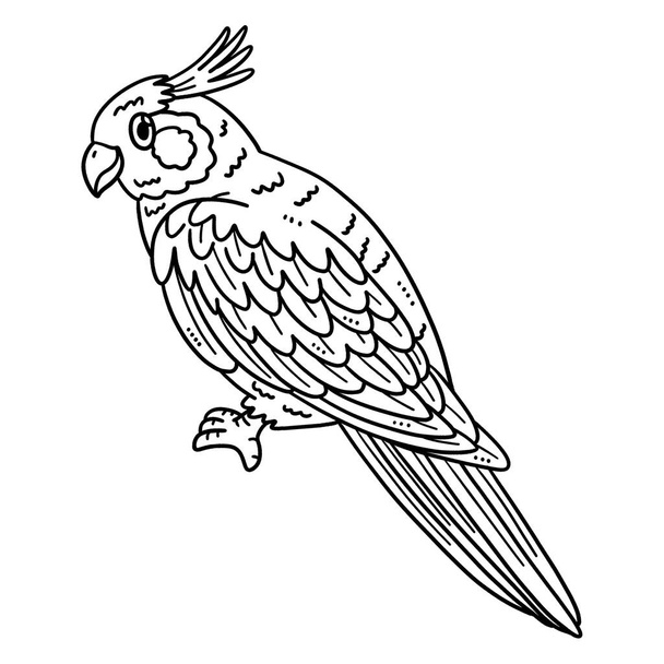 Uma página de colorir bonito e engraçado de um pássaro Cockatiel. Fornece horas de diversão para colorir para crianças. Para colorir, esta página é muito fácil. Adequado para crianças pequenas e crianças.  - Vetor, Imagem
