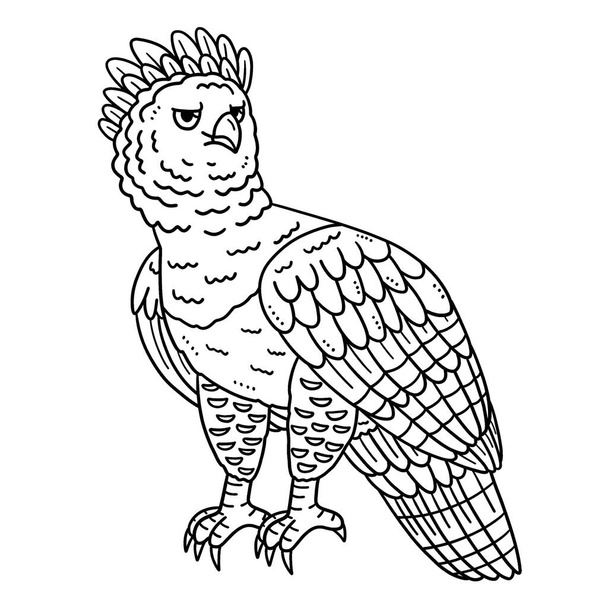 Een leuke en grappige kleurplaat van een Harpy Eagle Bird. Zorgt voor uren kleurplezier voor kinderen. Om te kleuren, deze pagina is zeer eenvoudig. Geschikt voor kleine kinderen en peuters.  - Vector, afbeelding