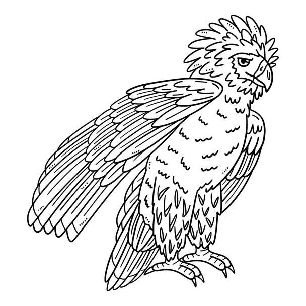 A cute and funny coloring page of a Philippine Eagle. Provides hours of coloring fun for children. To color, this page is very easy. Suitable for little kids and toddlers.  - Vector, Image