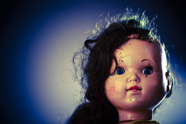 head of beatiful scary doll like from horror movie - Photo, Image