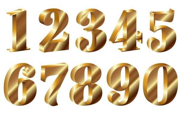 golden numbers set. vector illustration - Vector, Image