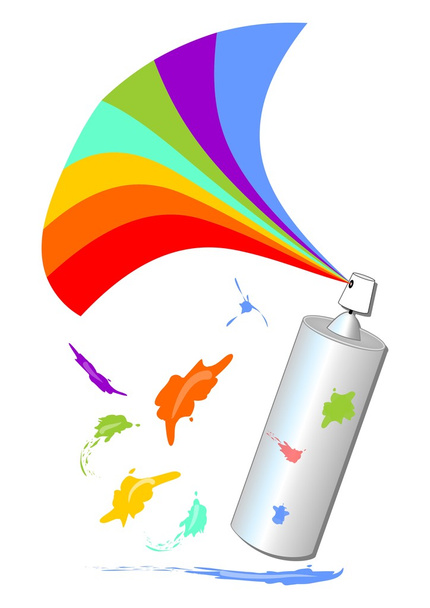 Pulverizar com um ventilador de arco-íris e mancha colorida
 - Vetor, Imagem
