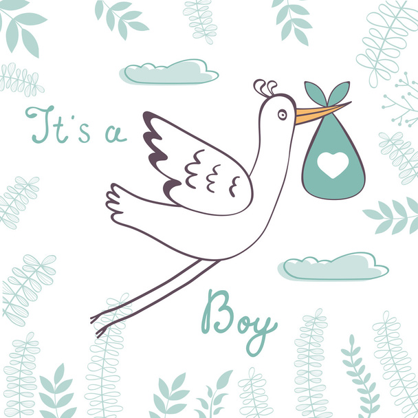 Baby boy announcement card - Вектор,изображение