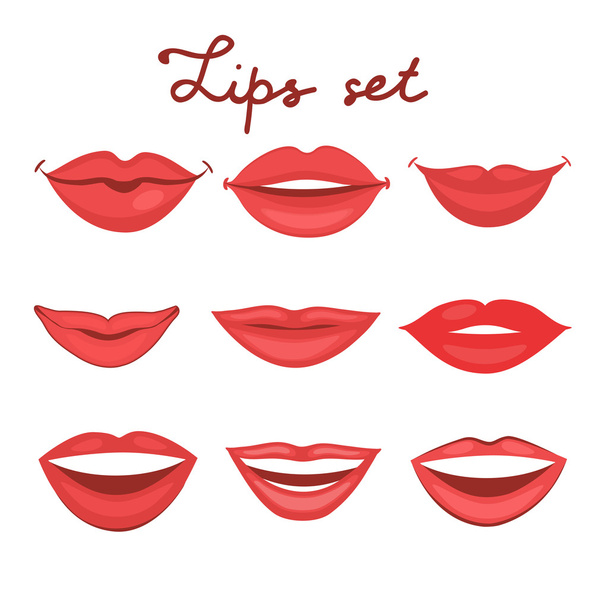 Beautiful lips collection - Vector, afbeelding