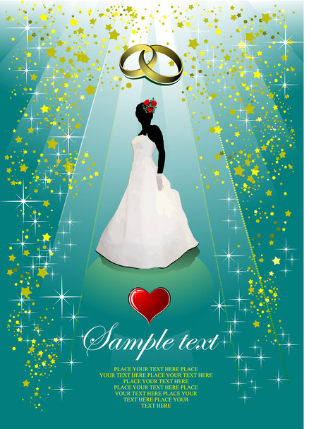 Wedding card background with bride image - Vektor, kép