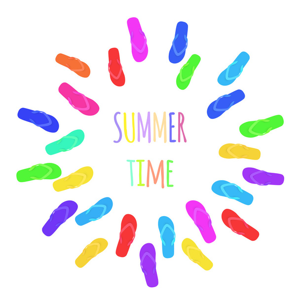 Summer time. Slippers. Banner. Vector - Vector, Image