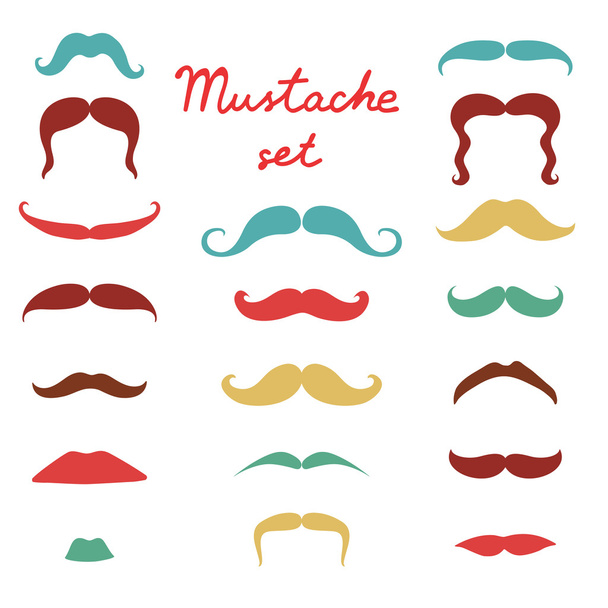 Stylish retro mustaches set - Διάνυσμα, εικόνα