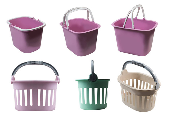 plastic basket on a white background,with clipping path - Photo, Image