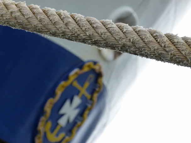 Detail on naval ropes over a boat. - Photo, Image