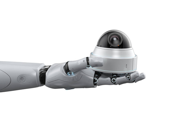 3D renderização câmera de segurança inteligente com robô ai - Foto, Imagem