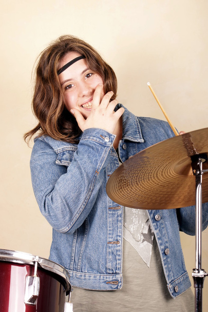 Girl on drums - Foto, immagini