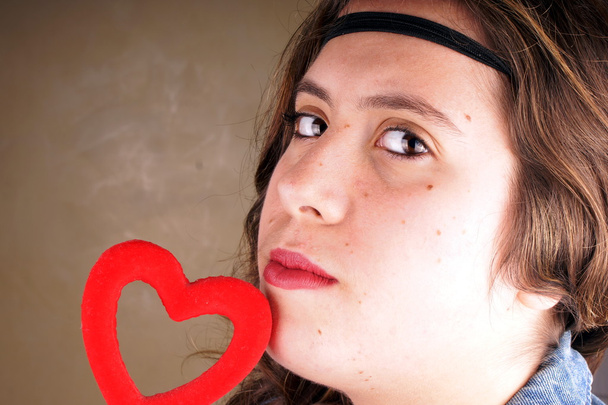 Girl with red heart - Photo, Image