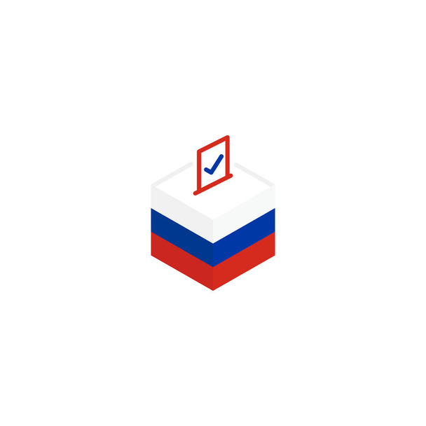 Russia election concept, democracy, voting ballot box with flag. Vector icon illustration - Vector, Image