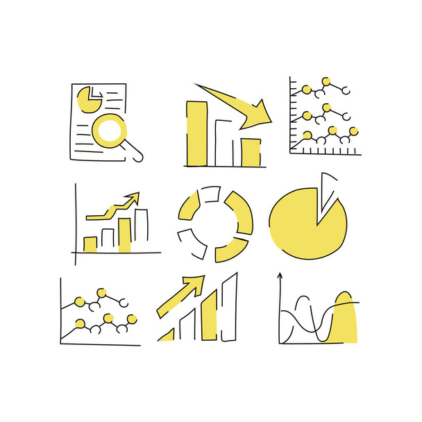 chart graphic icon with yellow color vector illustration - Vector, Image