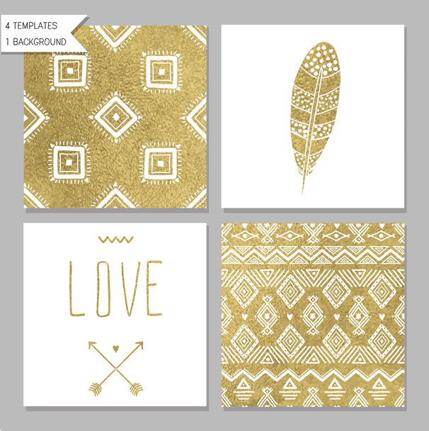Gold design card templates - Vektor, kép