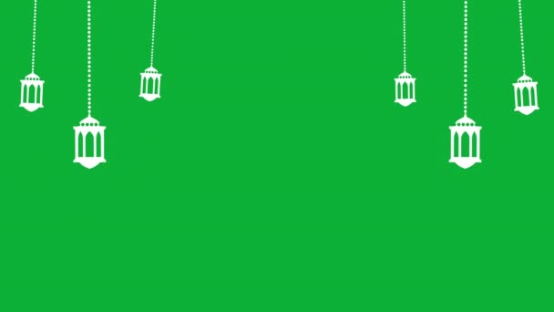Animierte flache Laternen für Ramadan und Feiertage. Ramadan Kareem und Eid Mubarak Animation Design im flachen Stil. 4k Design-Element isoliert auf grünem Bildschirm - Filmmaterial, Video