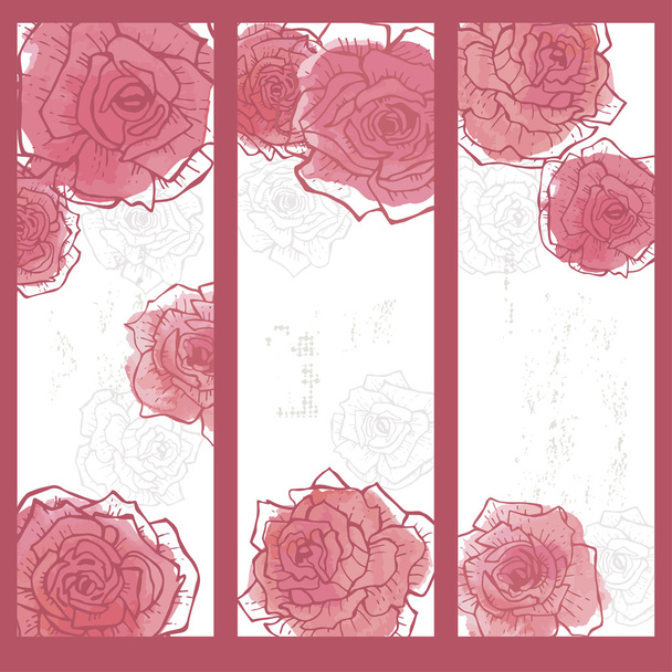 Set of tender roses cards - Vector, Image