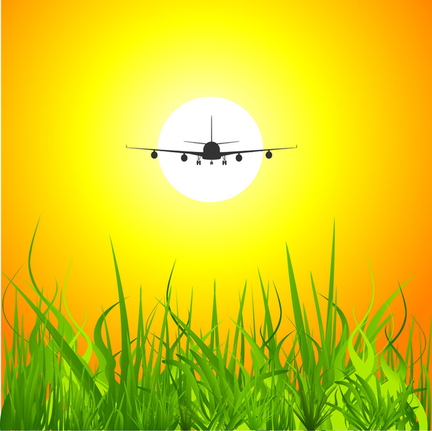 letadlo při západu slunce pozadí - Vektor, obrázek