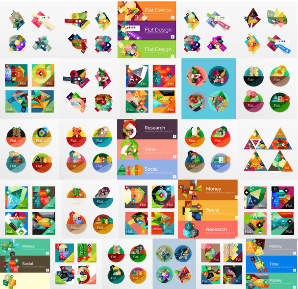 Mega collection of flat web infographics - Vector, Image