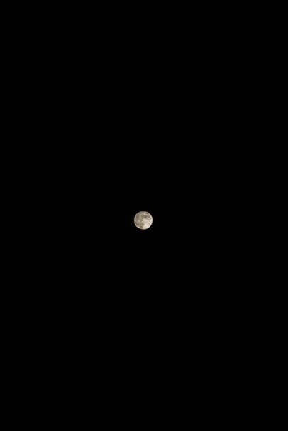 Een volle maan op een perfecte zwarte achtergrond. - Foto, afbeelding