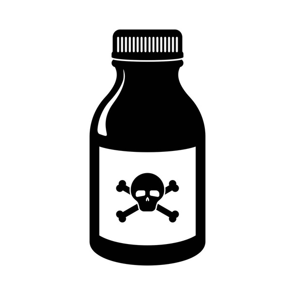 Пляшка отрути або токсична рідина з черепом і хребтами спереду в векторі - Вектор, зображення