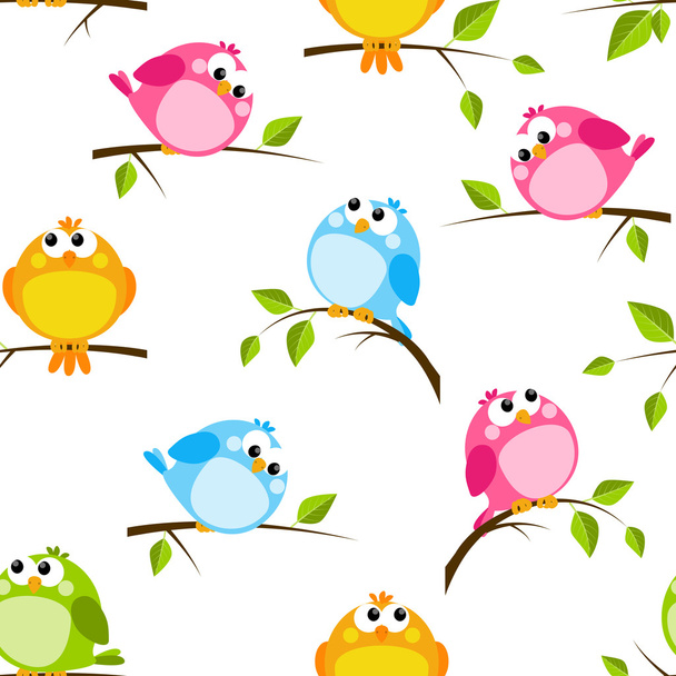 Patrón con aves de colores
 - Vector, Imagen
