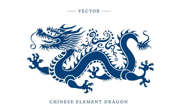 Modello drago cinese porcellana blu e bianca - Vettoriali, immagini