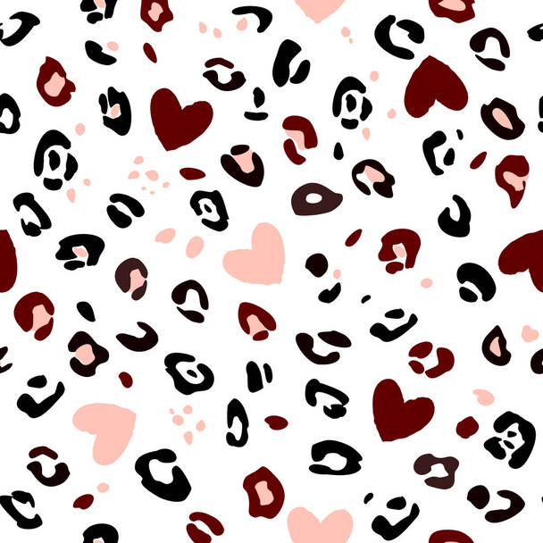 patrón sin costuras de corazones y puntos abstractos - Vector, Imagen