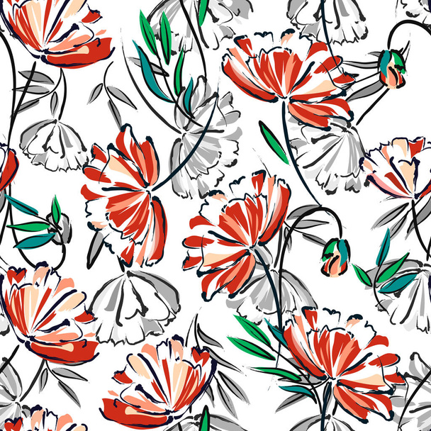 Patrón textil y papel pintado. un trabajo de ilustración digital imprimible. diseño de impresión floral - Vector, Imagen