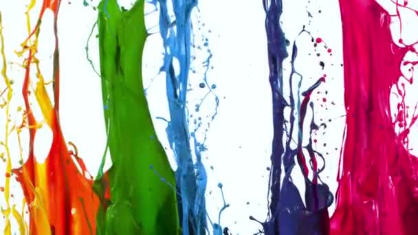 Barevné barvy Splashes v Super pomalý pohyb Izolované na bílém pozadí, 1000fps. Natočeno vysokorychlostní kamerou na 4K. - Záběry, video