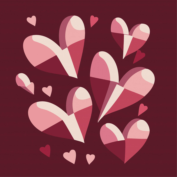 Valentinstag Design, rotes Herz. Vektor-Herzformen. Romantischer Hintergrund - Vektor, Bild