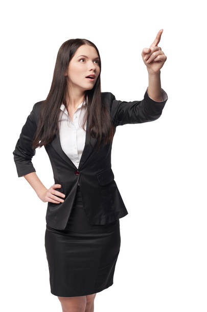 Business woman pointing at blank copy space - Zdjęcie, obraz
