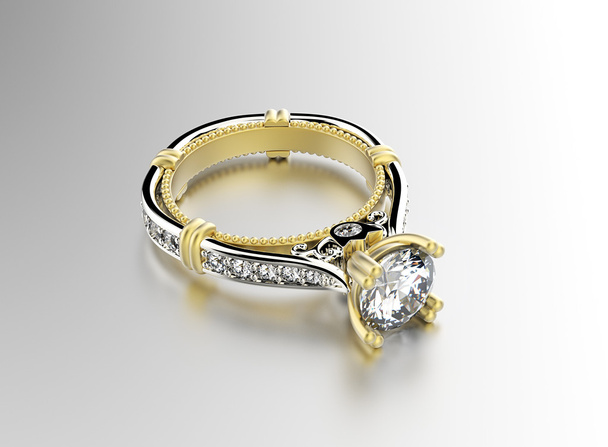 arany gyűrű, gyémánt. - Fotó, kép