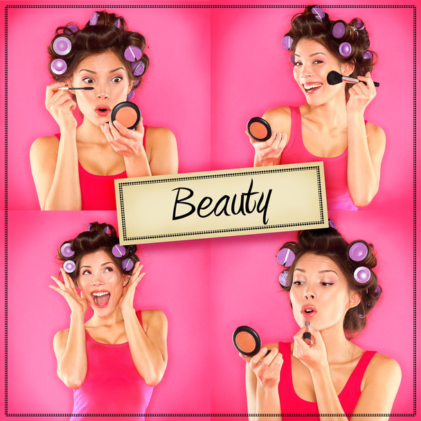 Hermosa mujer aplicando maquillaje
 - Foto, Imagen