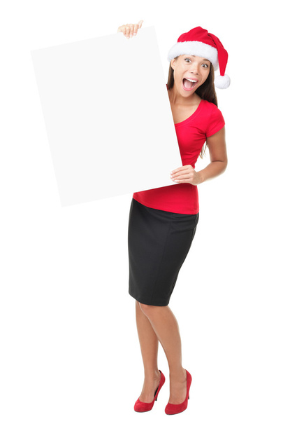 Christmas woman showing blank sign - Photo, image